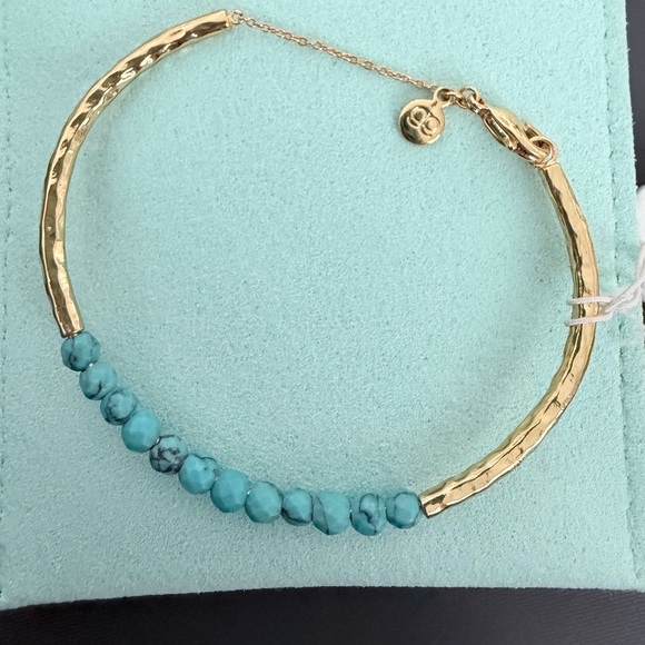Gorjana Turquoise Gemstone Hammered Gold Cuff Bracelet – NWT - Picture 4 of 5